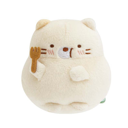 Sumikko Gurashi | Le restaurant rond du raton laveur | Mini-peluche Tenori du chat Neko (Fourchette)
