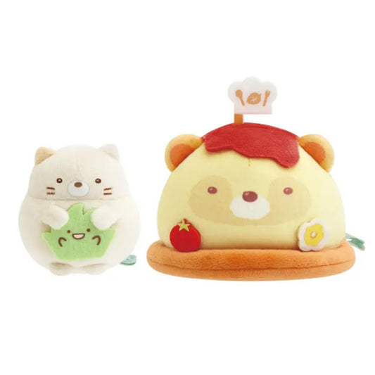PRE-ORDER | Sumikko Gurashi | Raccoon's Round Restaurant | Neko Cat & Omelette Rice Mini Plush Set