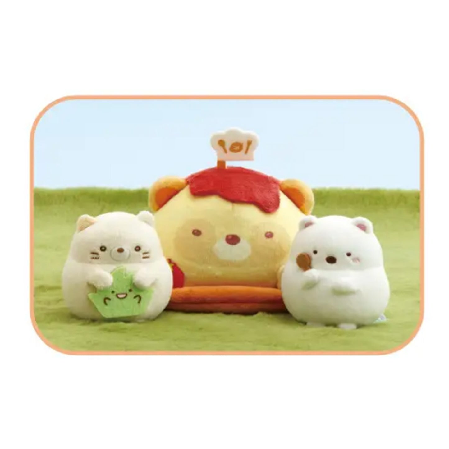 Sumikko Gurashi | Raccoon's Round Restaurant | Neko Cat & Omelette Rice Mini Plush Set