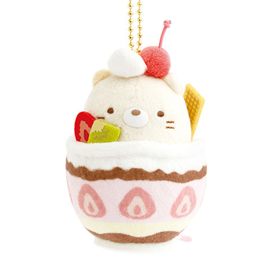 PRE-ORDER | Sumikko Gurashi | Retro Fruit Parlor | Neko Cat (Strawberry Parfait) Keychain Mini Plush