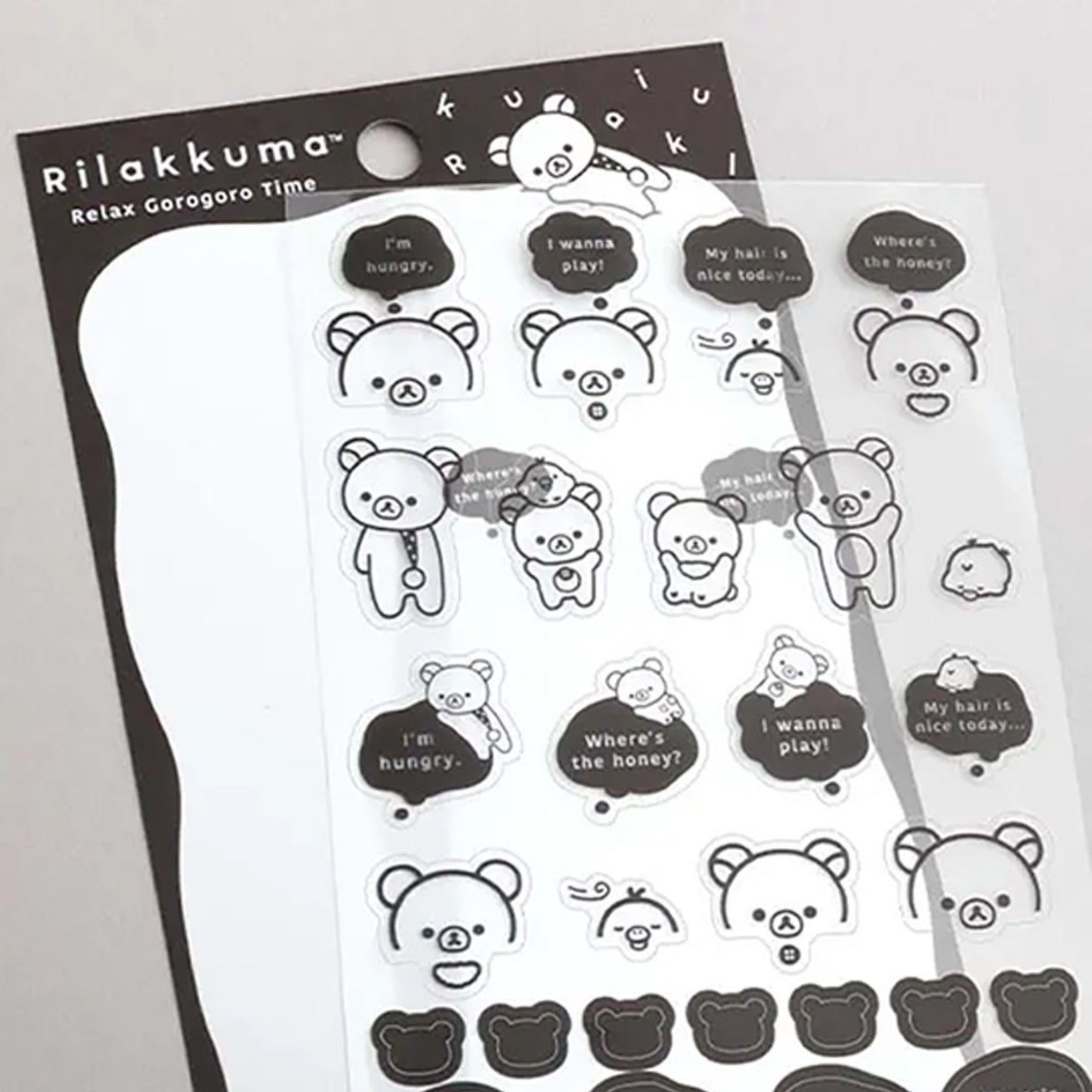 PRÉCOMMANDE | Rilakkuma | Monochrome basique | Style A (Impression noire) Autocollants transparents