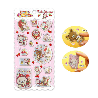 PRE-ORDER | Rilakkuma | Back in the Day | Rilakkuma (Strawberry) 3D Shaka Stickers