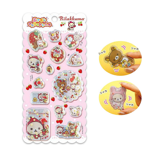 PRE-ORDER | Rilakkuma | Back in the Day | Rilakkuma (Strawberry) 3D Shaka Stickers