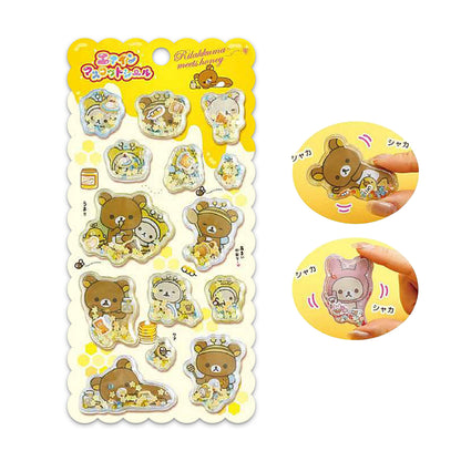 PRE-ORDER | Rilakkuma | Back in the Day | Rilakkuma (Honey & Smile) 3D Shaka Stickers
