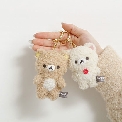 PRE-ORDER | Rilakkuma | Sleeping Together | Korilakkuma Fluffy Boa Keychain Mini Plush