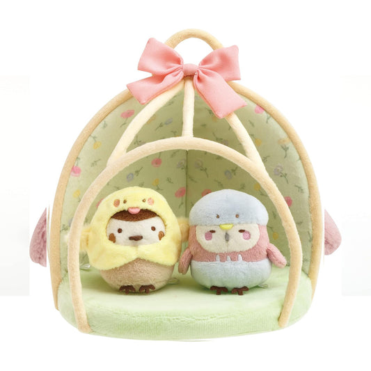 Sumikko Gurashi | Everyone Dressed as Birds | Suzume Sparrow & Fukurou Owl in Bird Cage Tenori Mini Plush Set