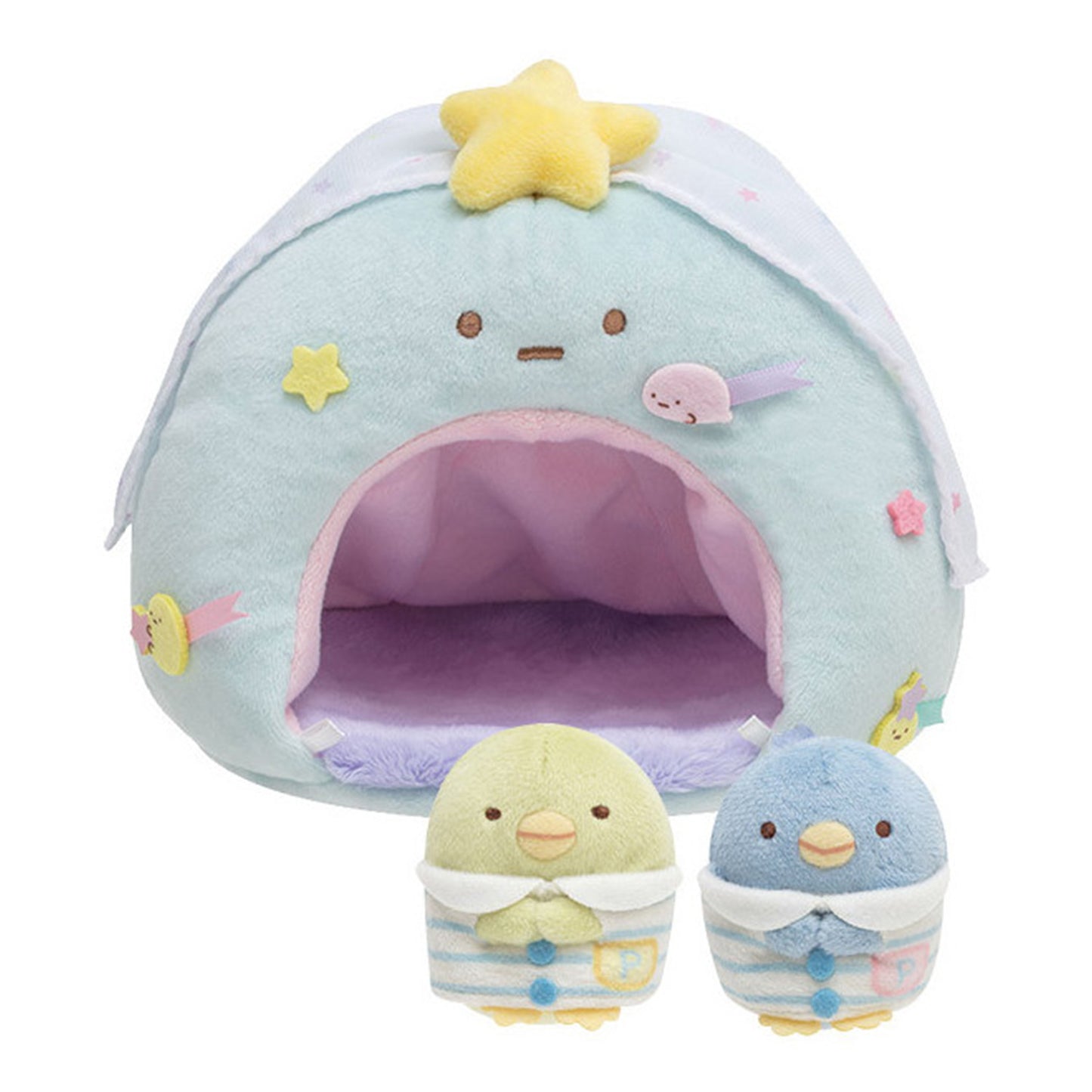 Sumikko Gurashi | Sleepover Pyjamas Party | Penguin? & Real Penguin Star Tapioca House Tenori Small Plush Set