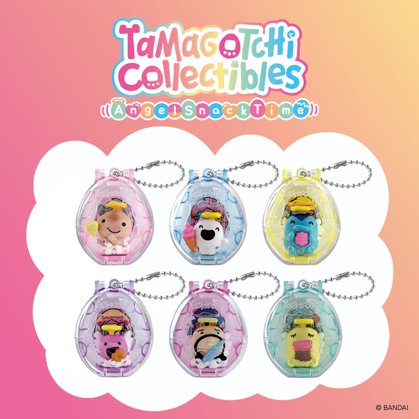 Tamagotchi Collectibles | Angel Snack Time | Obaketchi Ghost Jr Keychain Figure