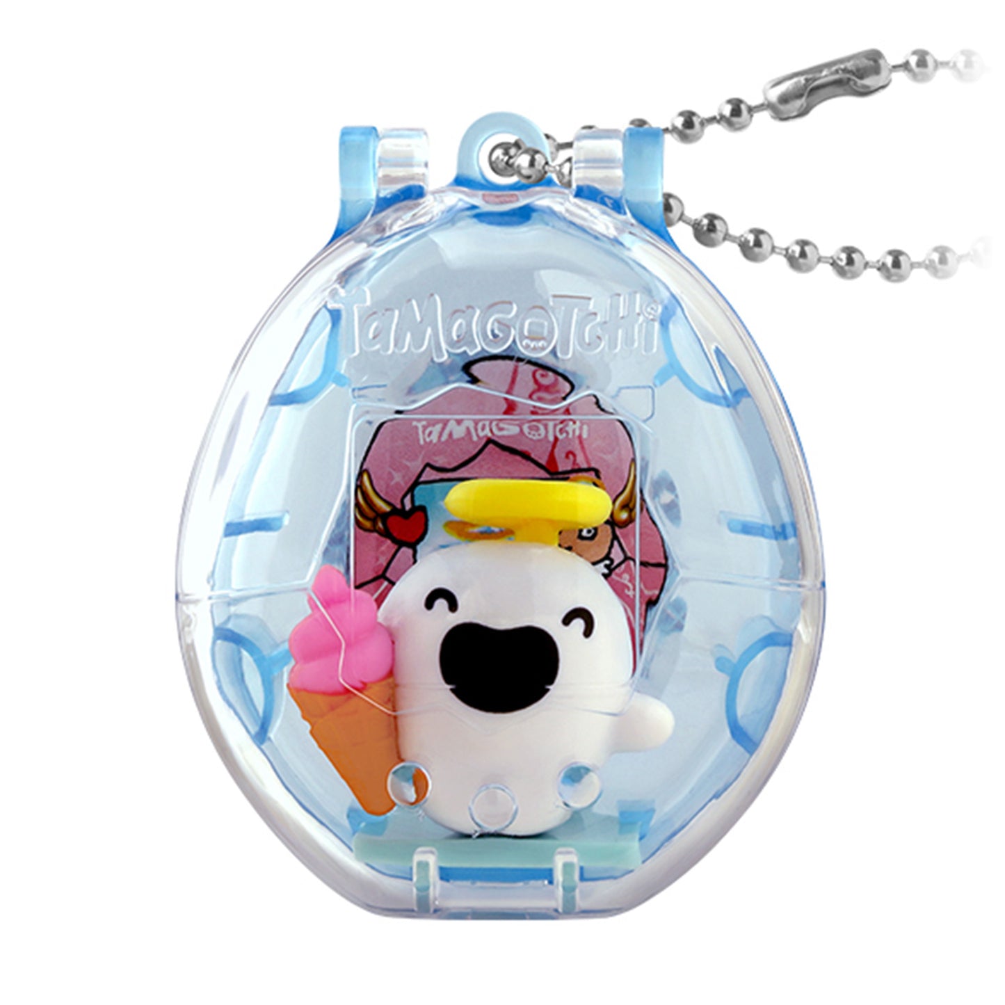 Tamagotchi Collectibles | Angel Snack Time | Obaketchi Ghost Jr Keychain Figure