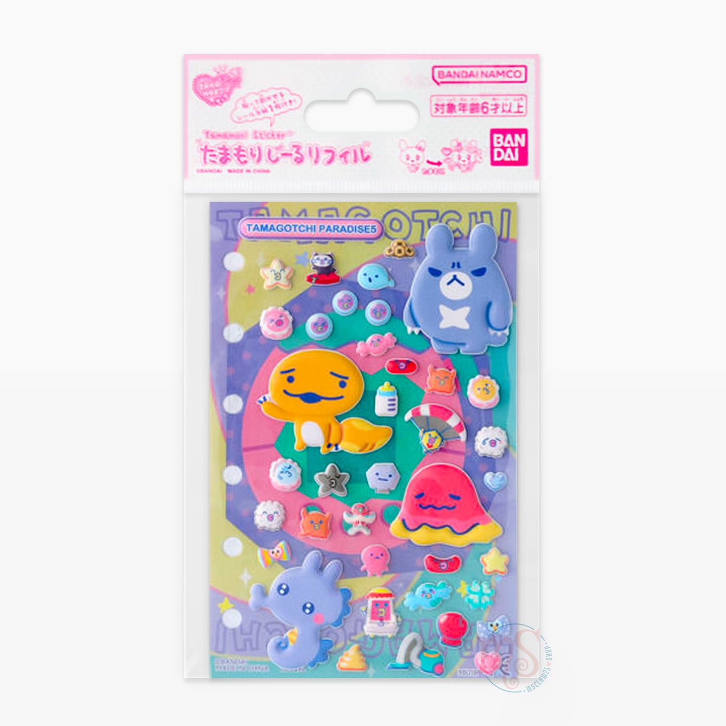 Tamagotchi | Seal Refill | Paradise 5 Reusable Puffy Stickers